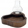 Windlicht Holz Schale dunkelbraun ca. 16-18 cm