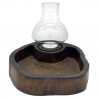 Windlicht Holz Schale dunkelbraun ca. 16-18 cm