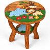 Kindertisch aus Holz rund mit Tiermotiv Dschungel, Giraffe, Elefant, Affe und Löwe