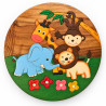 Kindertisch aus Holz mit Tiermotiv – Dschungel, rund 50 cm, 43 cm hoch
