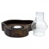Windlicht Holz Schale dunkelbraun ca. 16-18 cm