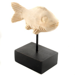 Dekofigur Fisch auf Ständer, Holzdeko Natur Höhe ca. 18 cm