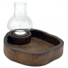 Windlicht Holz Schale dunkelbraun ca. 16-18 cm