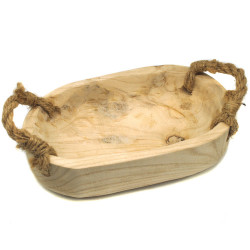 Holzschale mit Griff, unbehandeltes Paulownia Holz