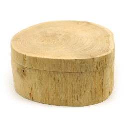 Holzdose mit Deckel rund oval Teakholz hell ca....