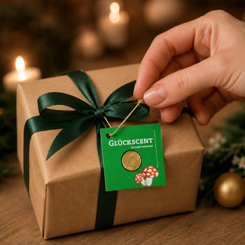 Glückscent Geschenkanhänger am Geschenk